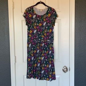 Jersey boden Amelie tropical leaf print dress